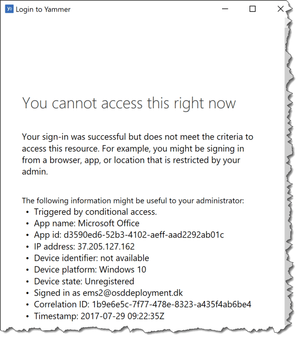 CA - Yammer Desktop APP - 03 - block Access