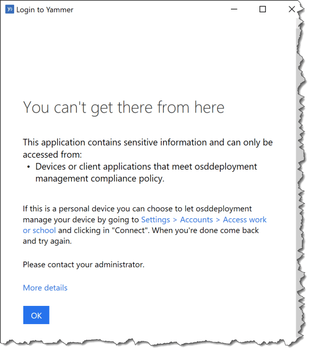 CA - Yammer Desktop APP - Configure - 05 Block Access - Non Compliant