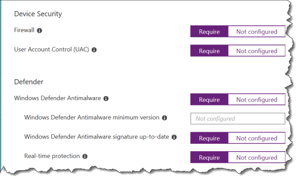 Compliance settings Device security - 02