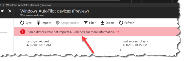 Windows AutoPilot - failed to upload intune - 01
