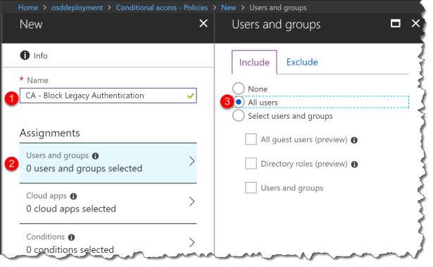 Disable legacy authentication - 01