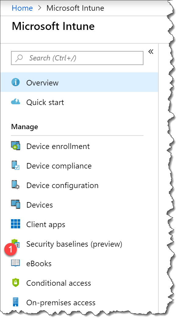 start using intune securitybaseline - 01