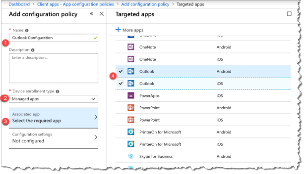Intune MAM and Outlook settings - 02