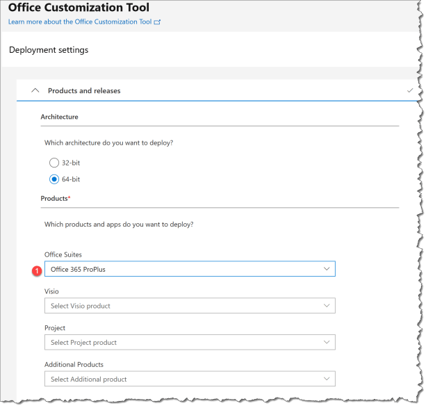Deploy O365 - Office Customization Tool - 01
