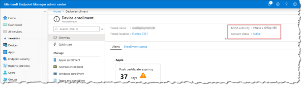 Mobile Device Management authority in Microsoft Intune - 01